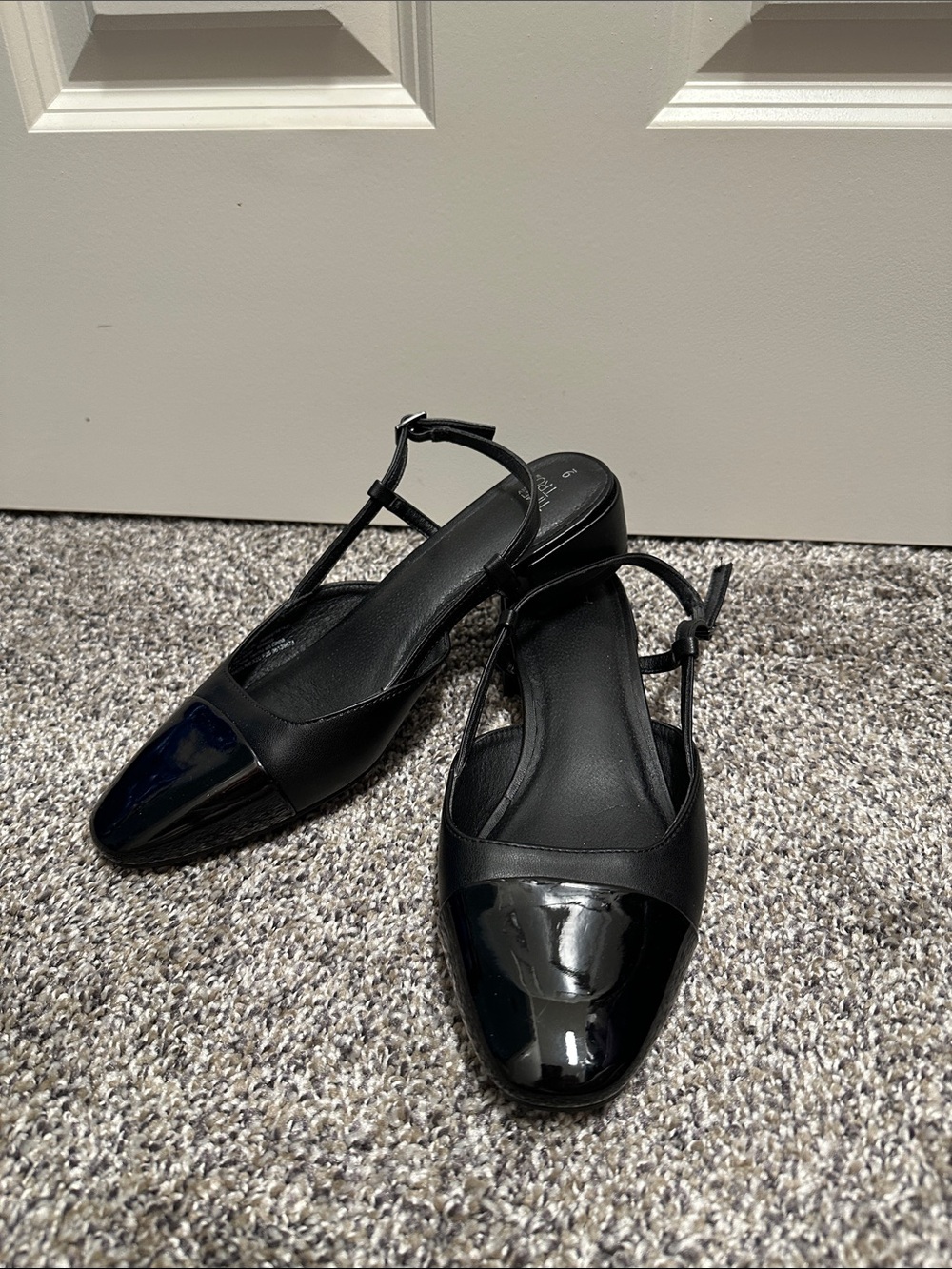 Time and Tru Black Slingback Low Block Heel Pumps